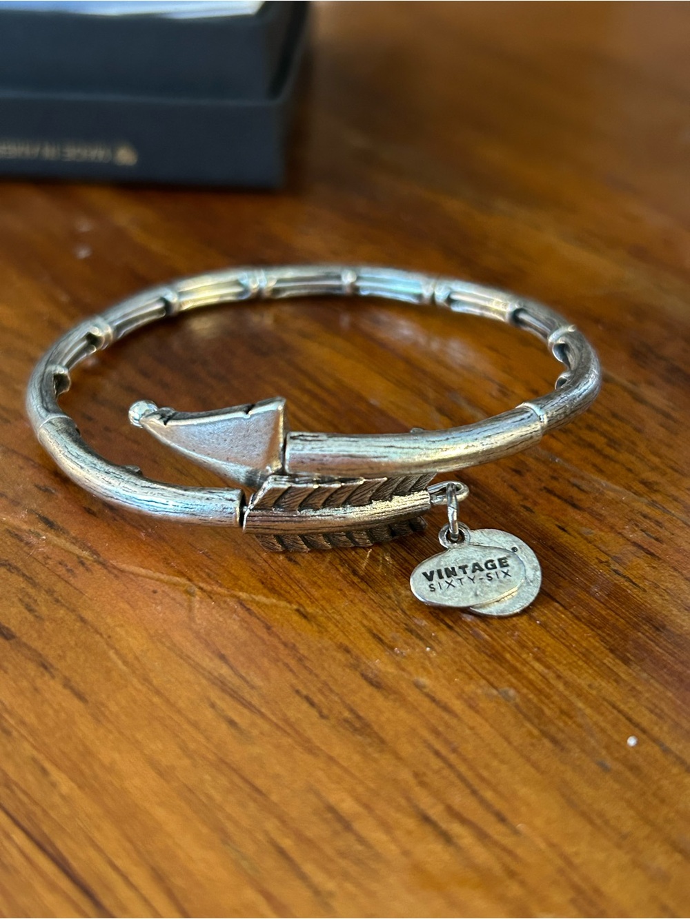 Alex and Ani Silver Arrow Bracelet with Vintage Charm